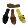 Yellow, brown and black simple summer breathable flat sandals for women Item Picture